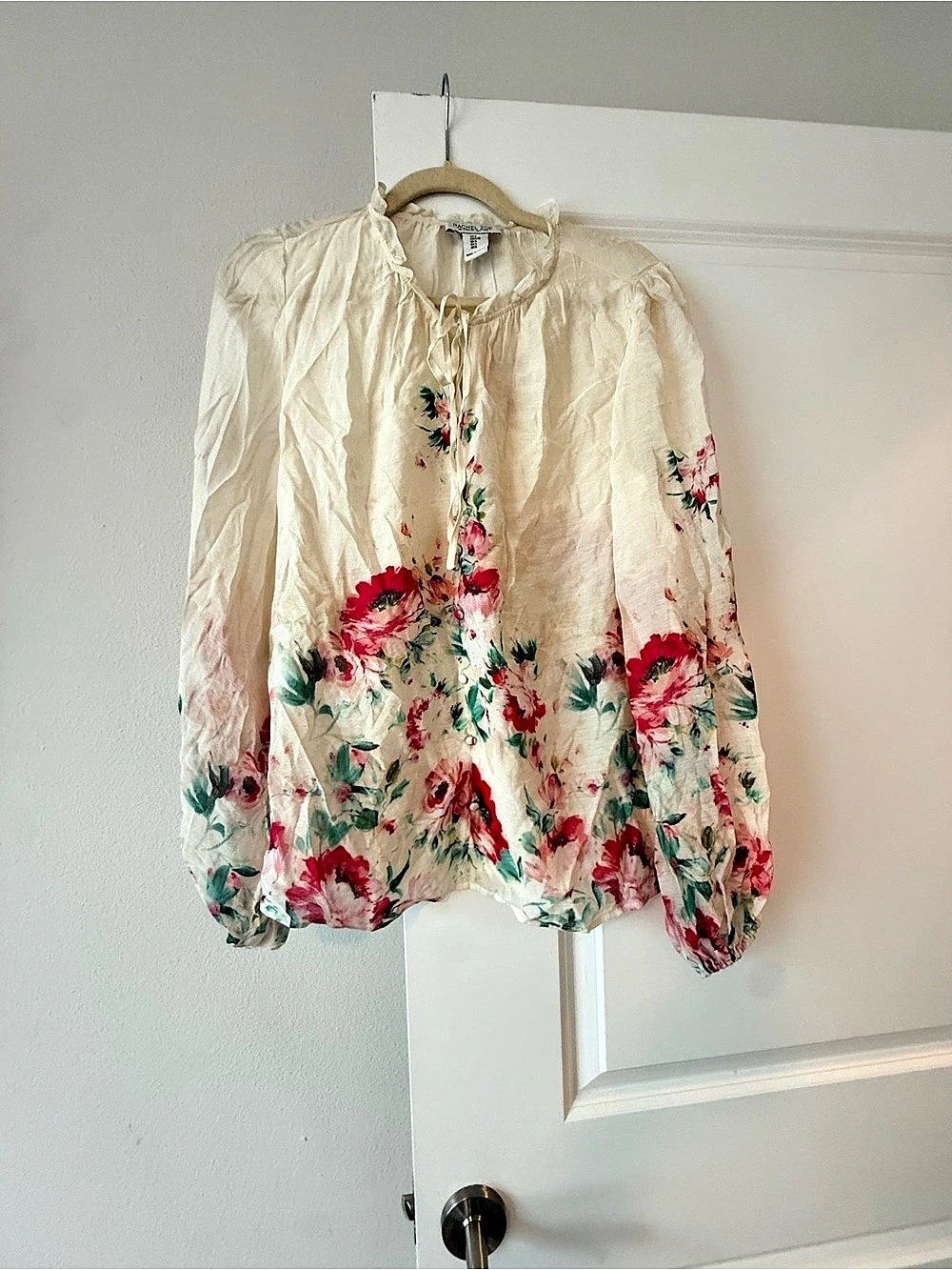 Rachel Zoe Floral Blouse in Cream & Pink Size Large Like New